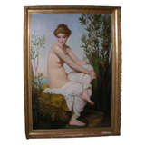Large End of 19th Century Painting of a Nude Young Woman