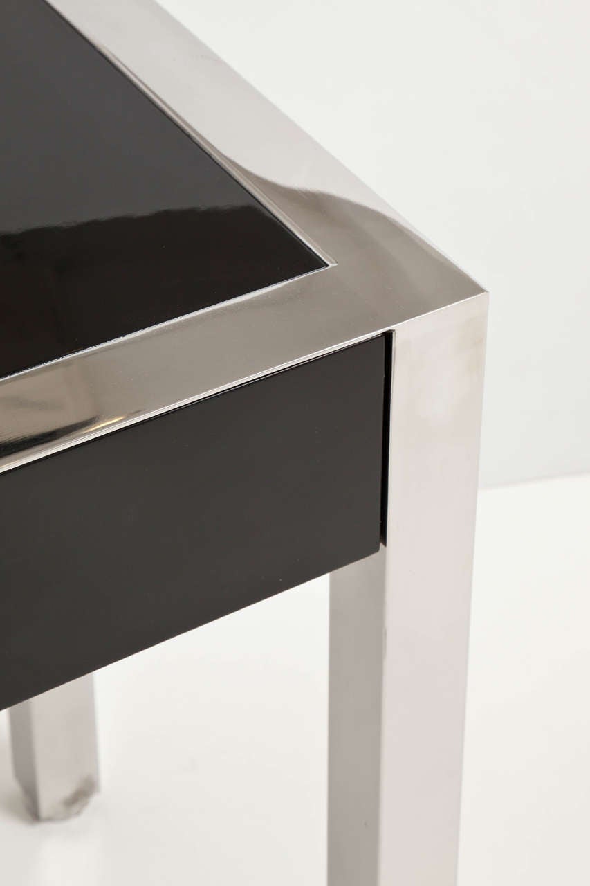 Stainless Steel and Lacquer Console or Writing Table  by Pace 1