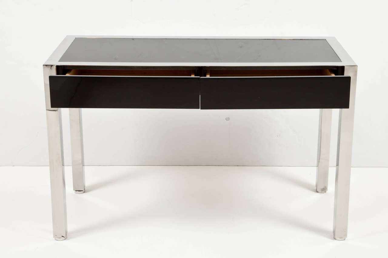 Stainless Steel and Lacquer Console or Writing Table  by Pace 3
