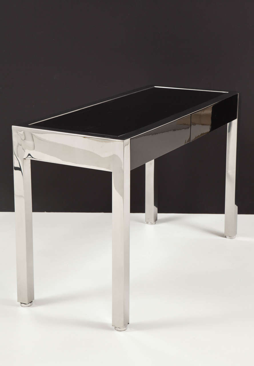 Stainless Steel and Lacquer Console or Writing Table  by Pace 4
