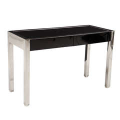 Stainless Steel and Lacquer Console or Writing Table  by Pace