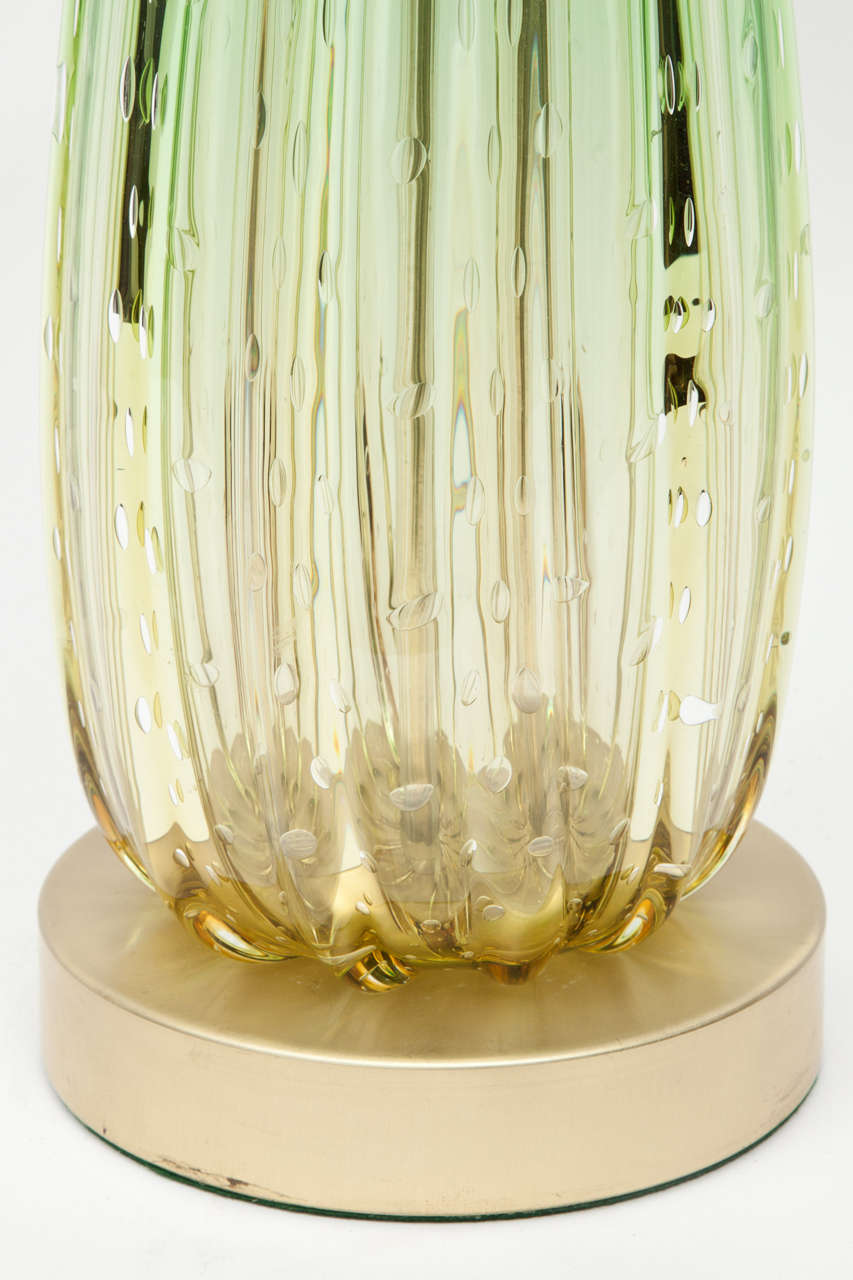 Mid-Century Modern Barovier Citrus and Emerald Green Murano Glass Lamps