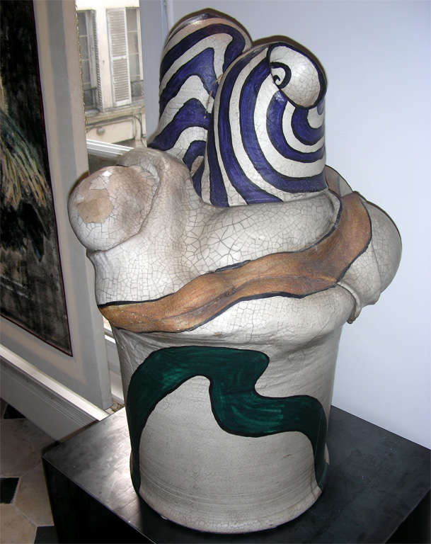 Modern Large Ceramic Sculpture Signed Gonzales 67 For Sale