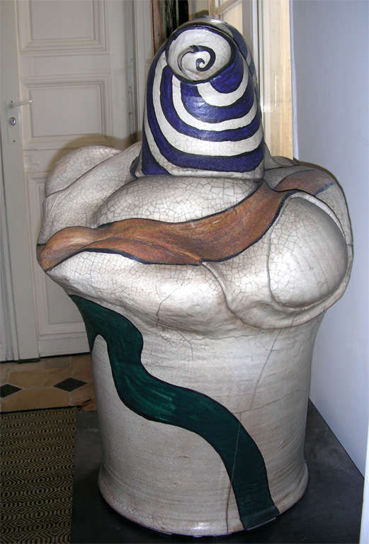 Unknown Large Ceramic Sculpture Signed Gonzales 67 For Sale