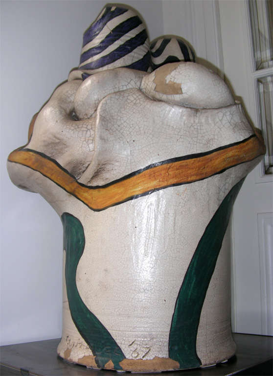 Large Ceramic Sculpture Signed Gonzales 67 For Sale 4