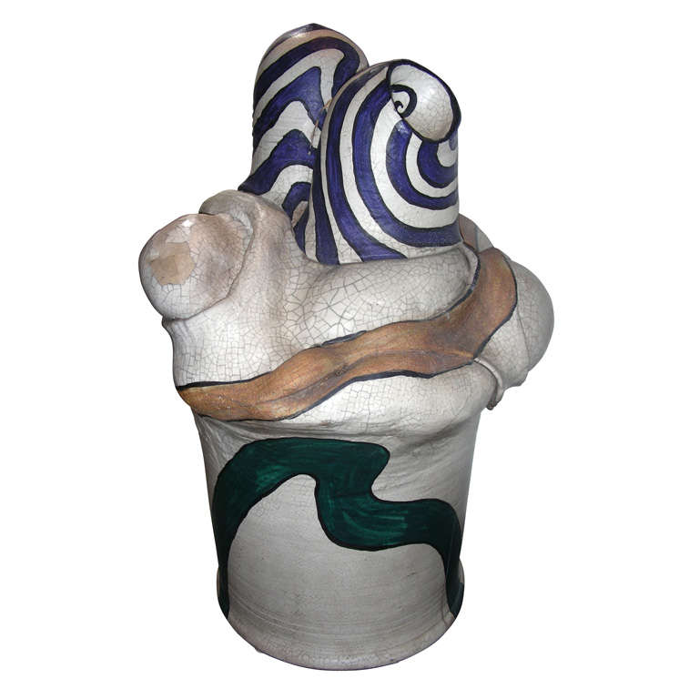 Large Ceramic Sculpture Signed Gonzales 67 For Sale