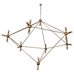 Italian gigantic pentagonal brass chandelier 2