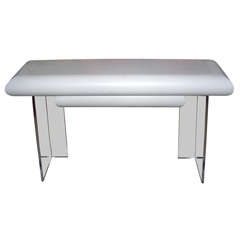 White lacquered linen wrapped console