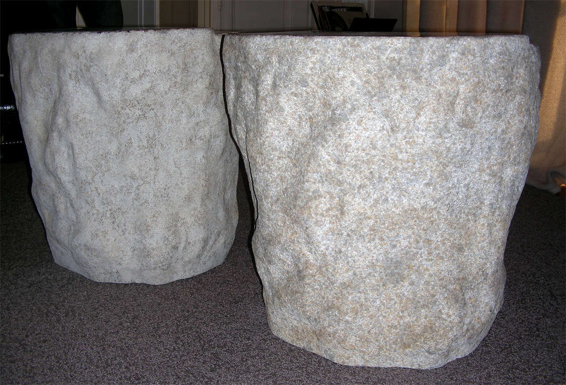 A pair of faux petrified wood side  tables 2
