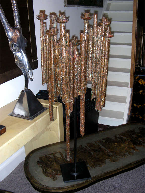 Mid-Century Modern Massive Sculpted Menorah  In The Brutalist Style By Artist, Tony Melendy For Sale
