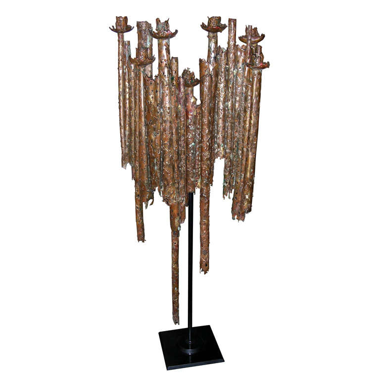 Massive Sculpted Menorah  In The Brutalist Style By Artist, Tony Melendy For Sale