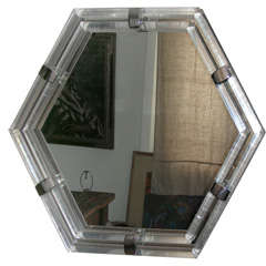 style of karl springer hexagonal mirror