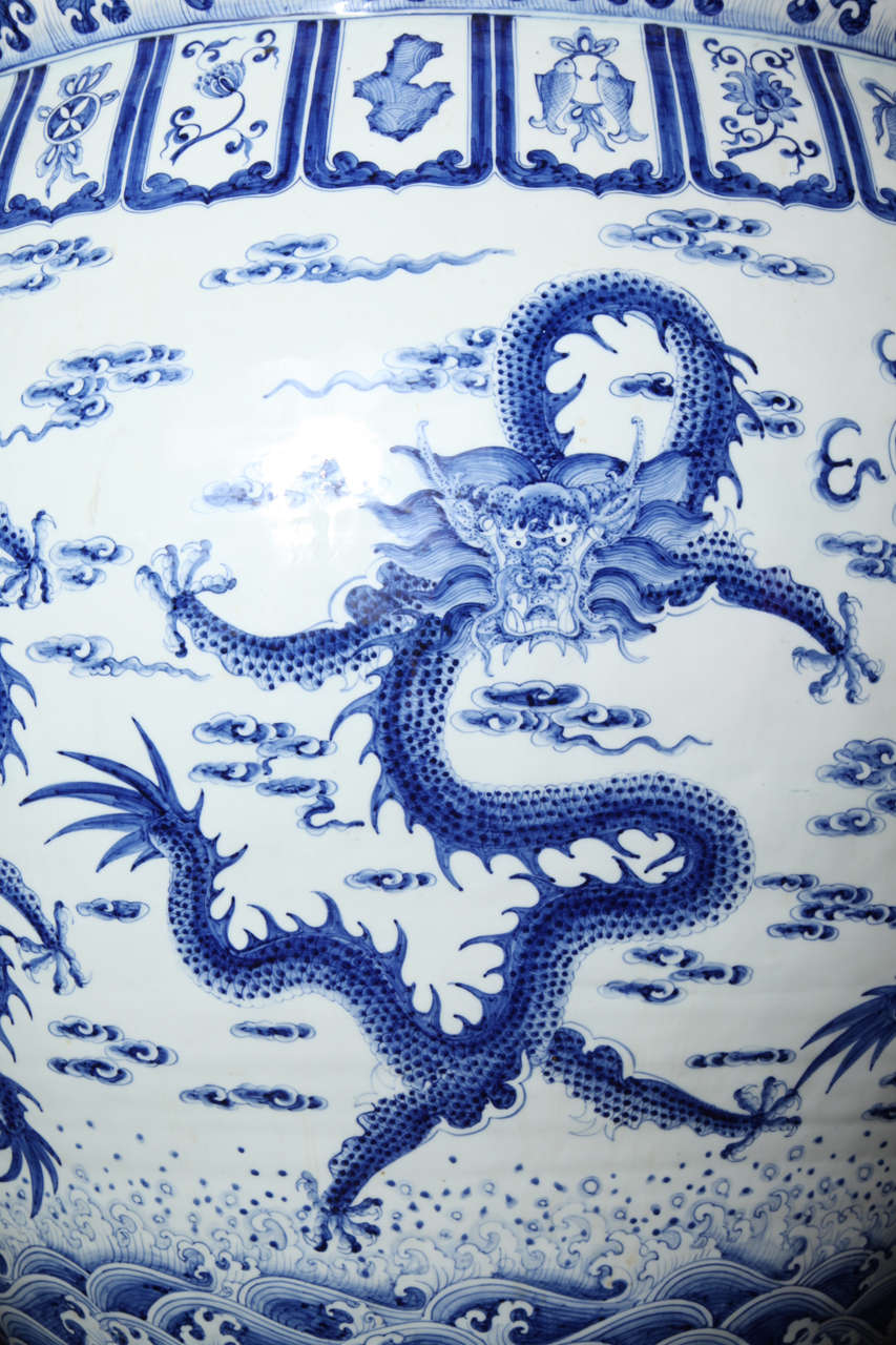 Pair of Blue and White Chinese Fishbowls/Jardinaires 2