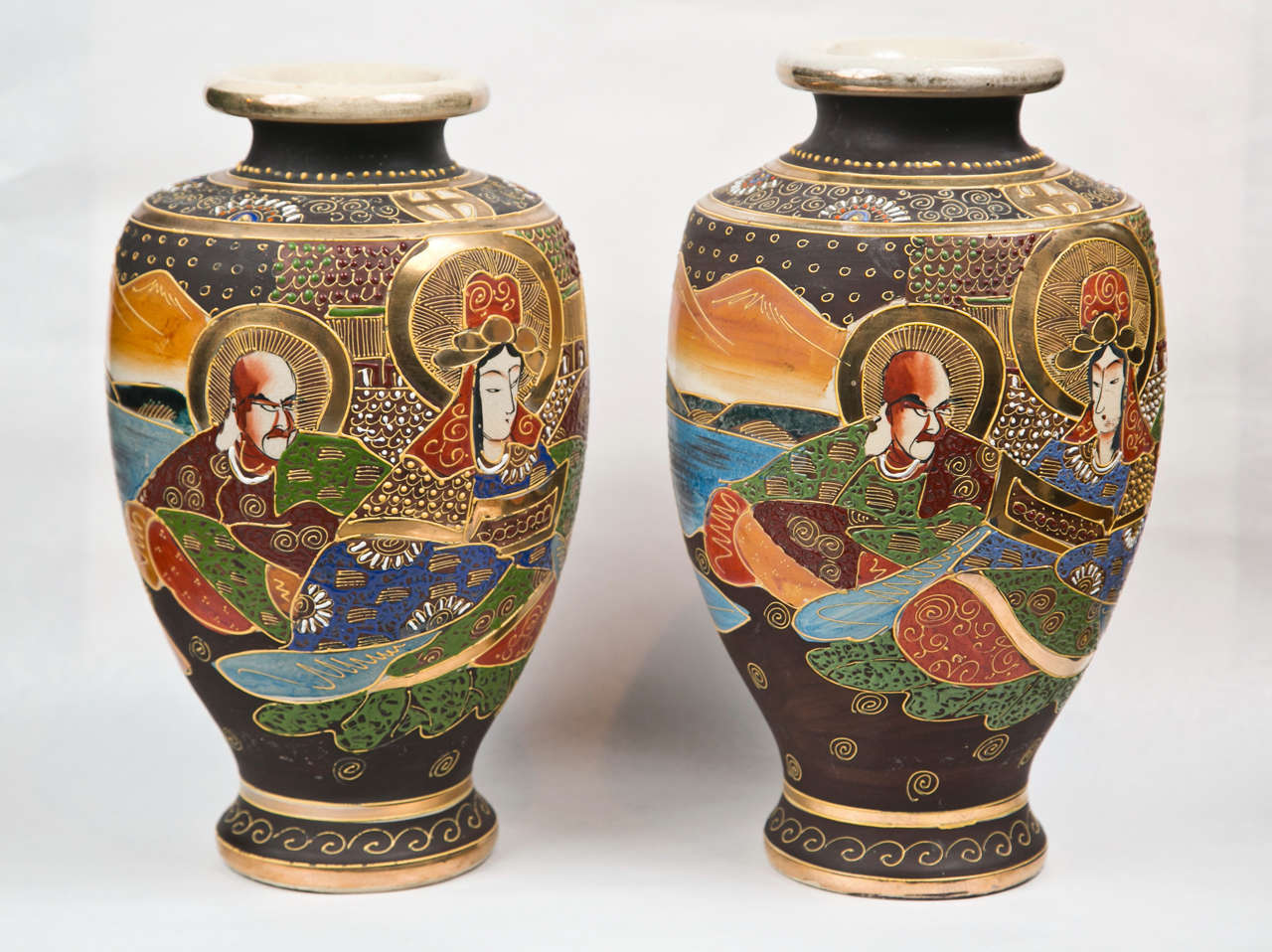 Pair of 1930's Satsuma Vases 1
