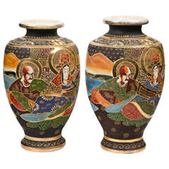 Pair of 1930's Satsuma Vases