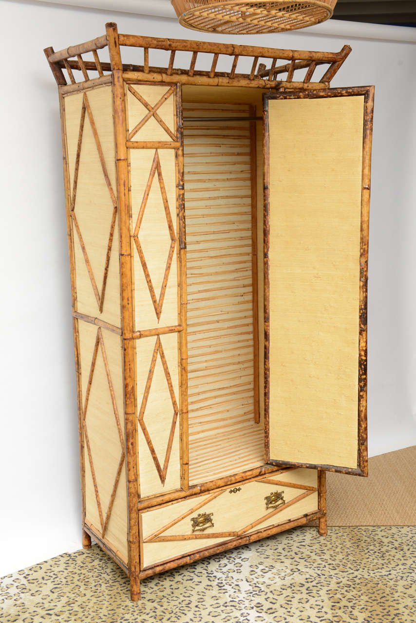 Superb 19th c. English Bamboo Wardrobe and Armoire In Good Condition In West Palm Beach, FL