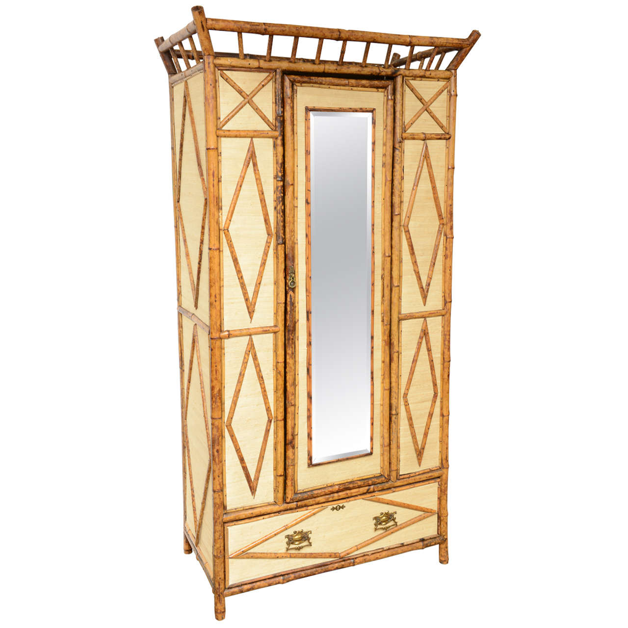 Superb 19th c. English Bamboo Wardrobe and Armoire