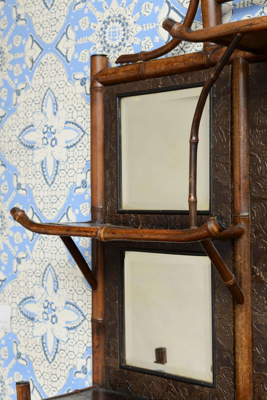 Rare 19th Century English Bamboo Mirror and Shelf Unit In Good Condition In West Palm Beach, FL