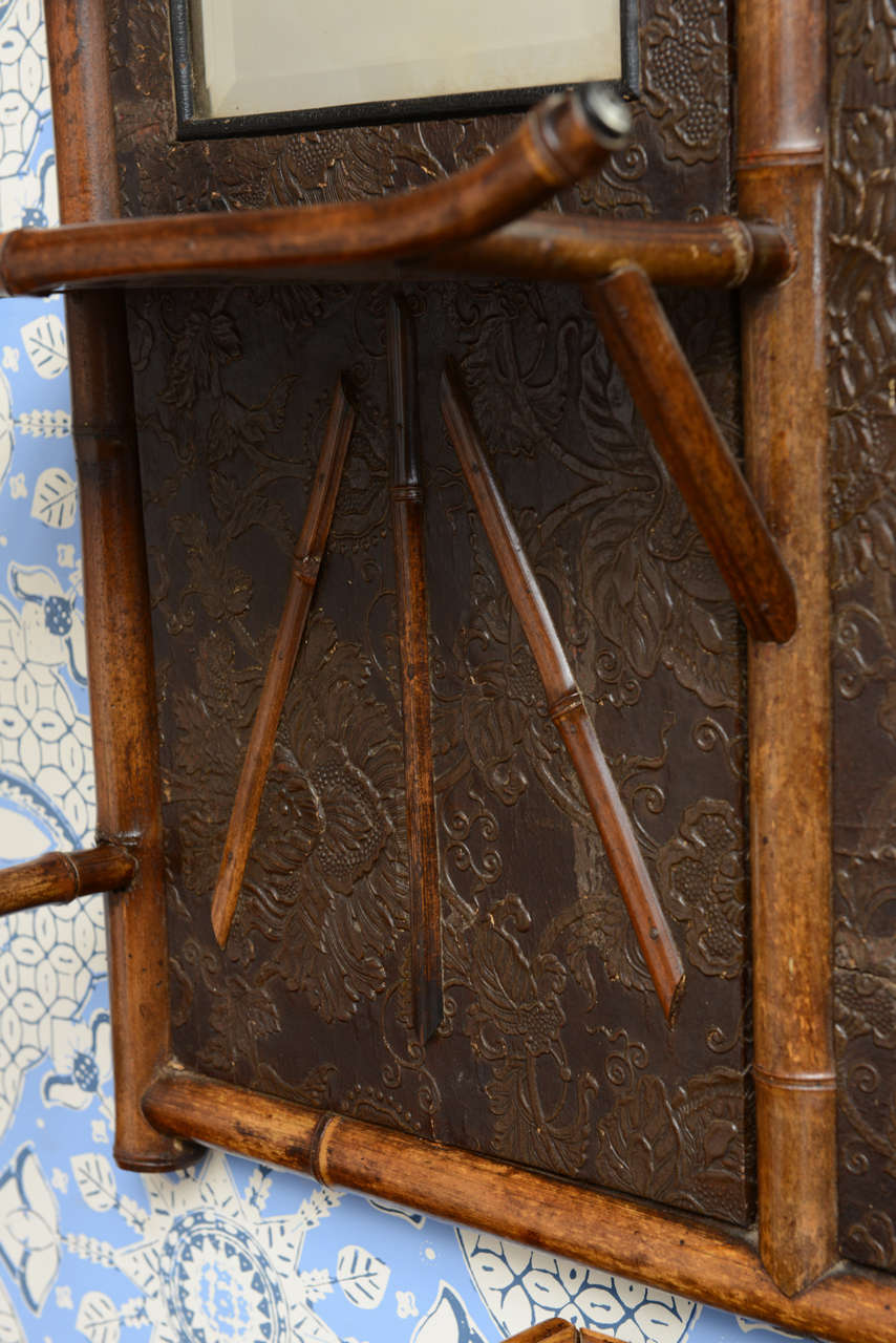 Rare 19th Century English Bamboo Mirror and Shelf Unit 1