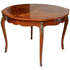 1950's Italian Marquetry Round Dining Table