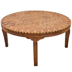 Circular Inlaid Cedar Indian Coffee Table