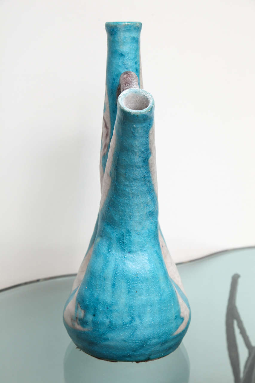 Mid-20th Century Triple Spouted Ceramic Vase by C.A.S. Vietri
