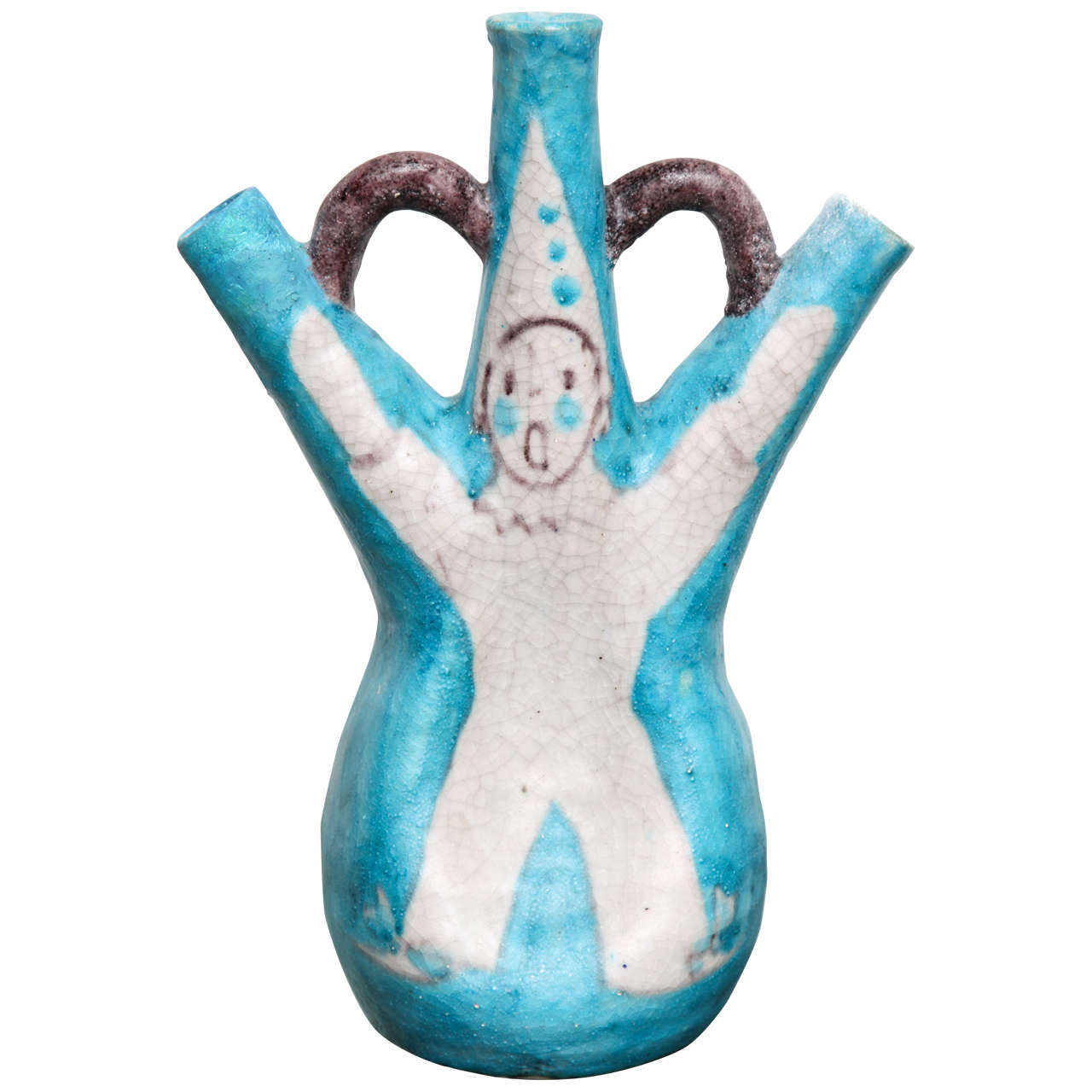 Triple Spouted Ceramic Vase by C.A.S. Vietri