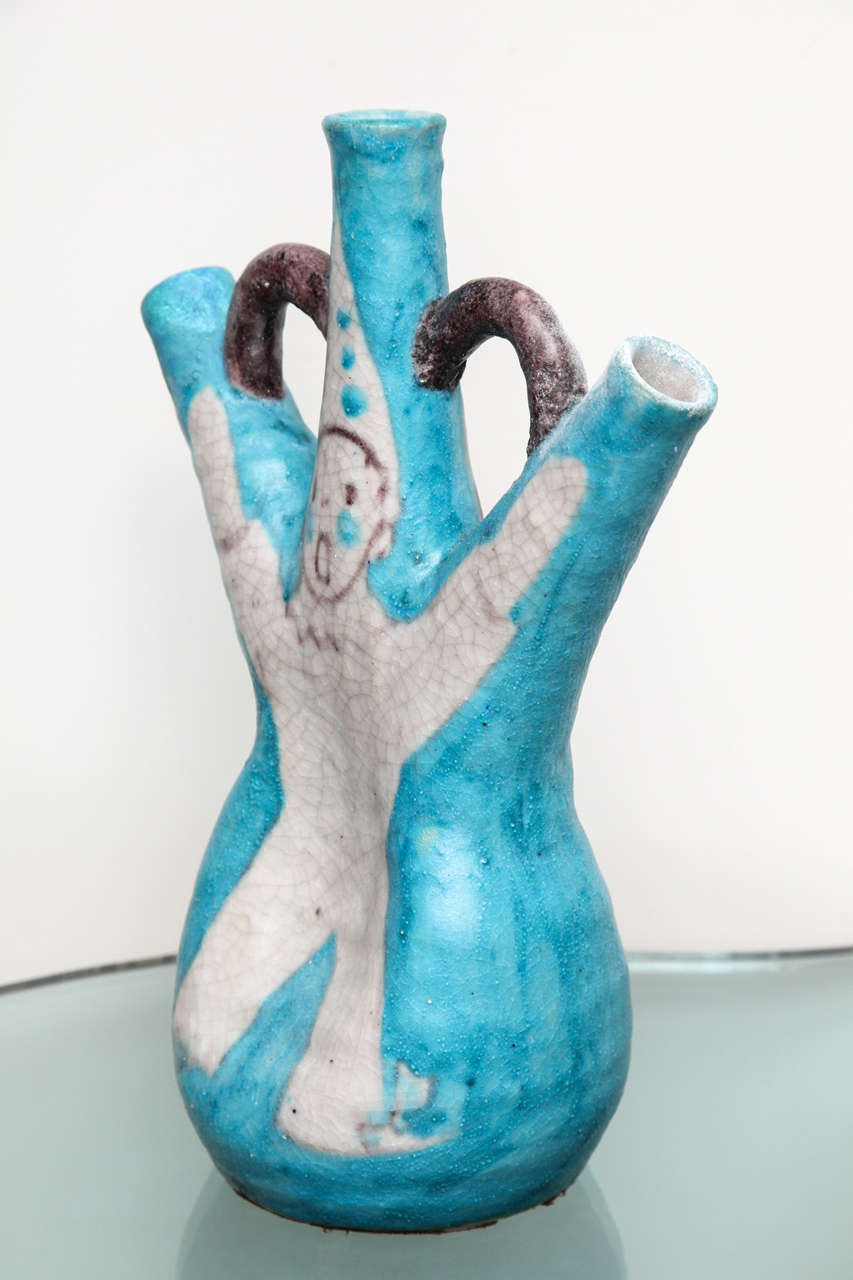 Triple Spouted Ceramic Vase By Cas Vietri For Sale At 1stdibs 
