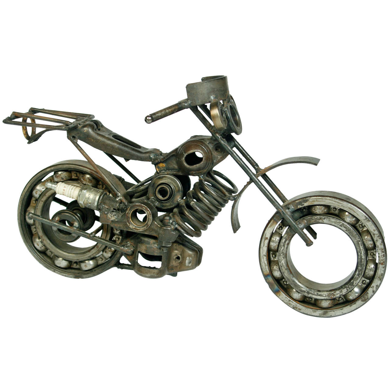 Folk Art Steampunk Motorcycle Sculpture For Sale