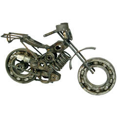 Folk Art Steampunk Motorcycle Sculpture