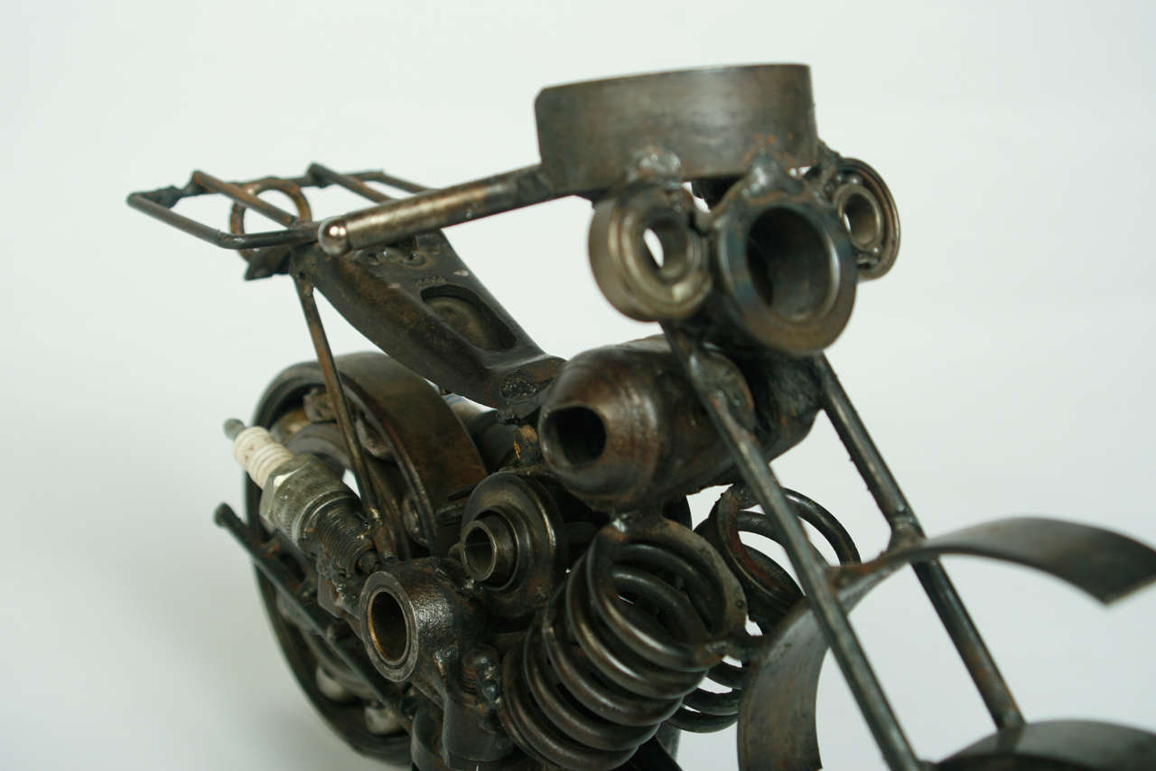 Folk Art Steampunk Motorcycle Sculpture In Excellent Condition For Sale In Nashville, TN