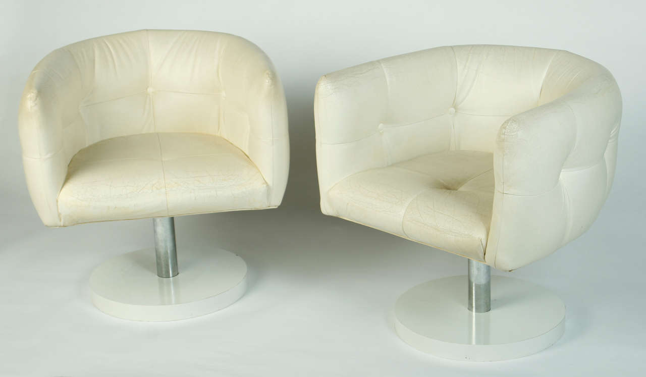 Two super mod Milo Baughman for Thayer Coggin swivel lounge chairs from the early 1970's.