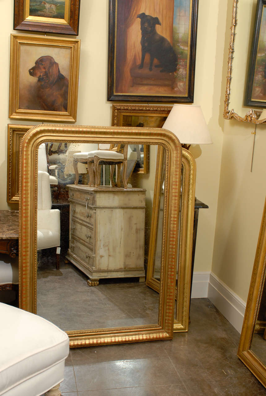 Large French Gilt Louis Philippe Style Mirror In Excellent Condition In Atlanta, GA