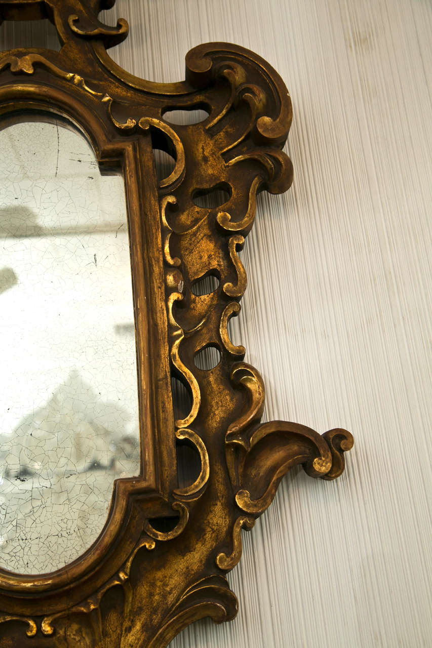 Gilt Carved Wood Baroque Mirror In Good Condition For Sale In Mt. Kisco, NY