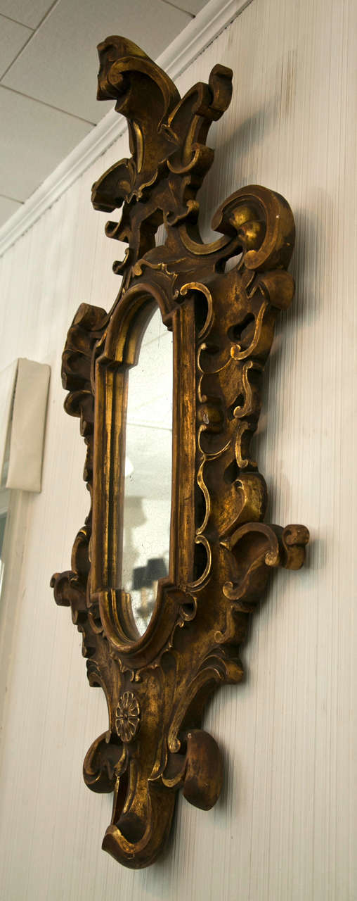 20th Century Gilt Carved Wood Baroque Mirror For Sale