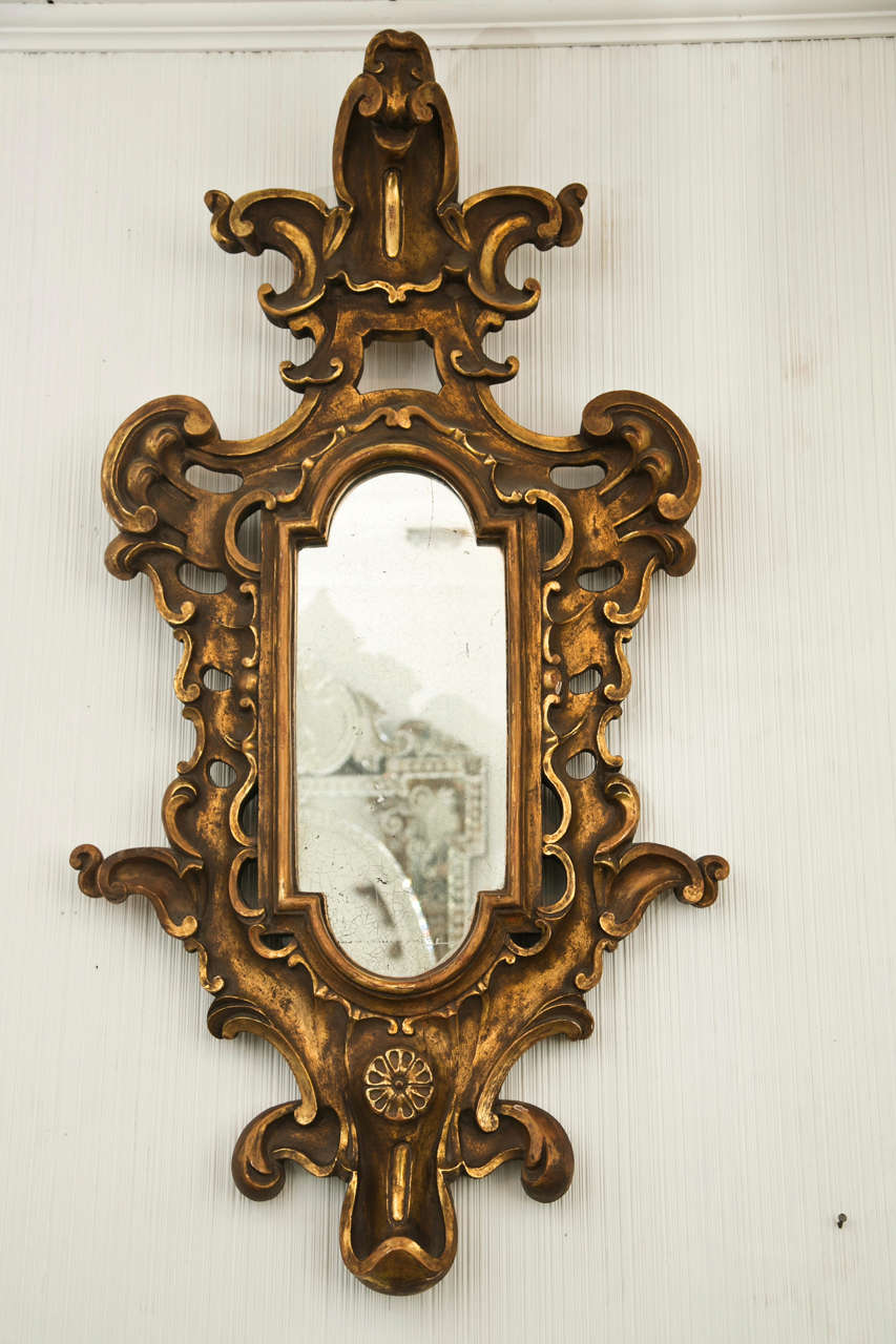 Gilt Carved Wood Baroque Mirror For Sale 1
