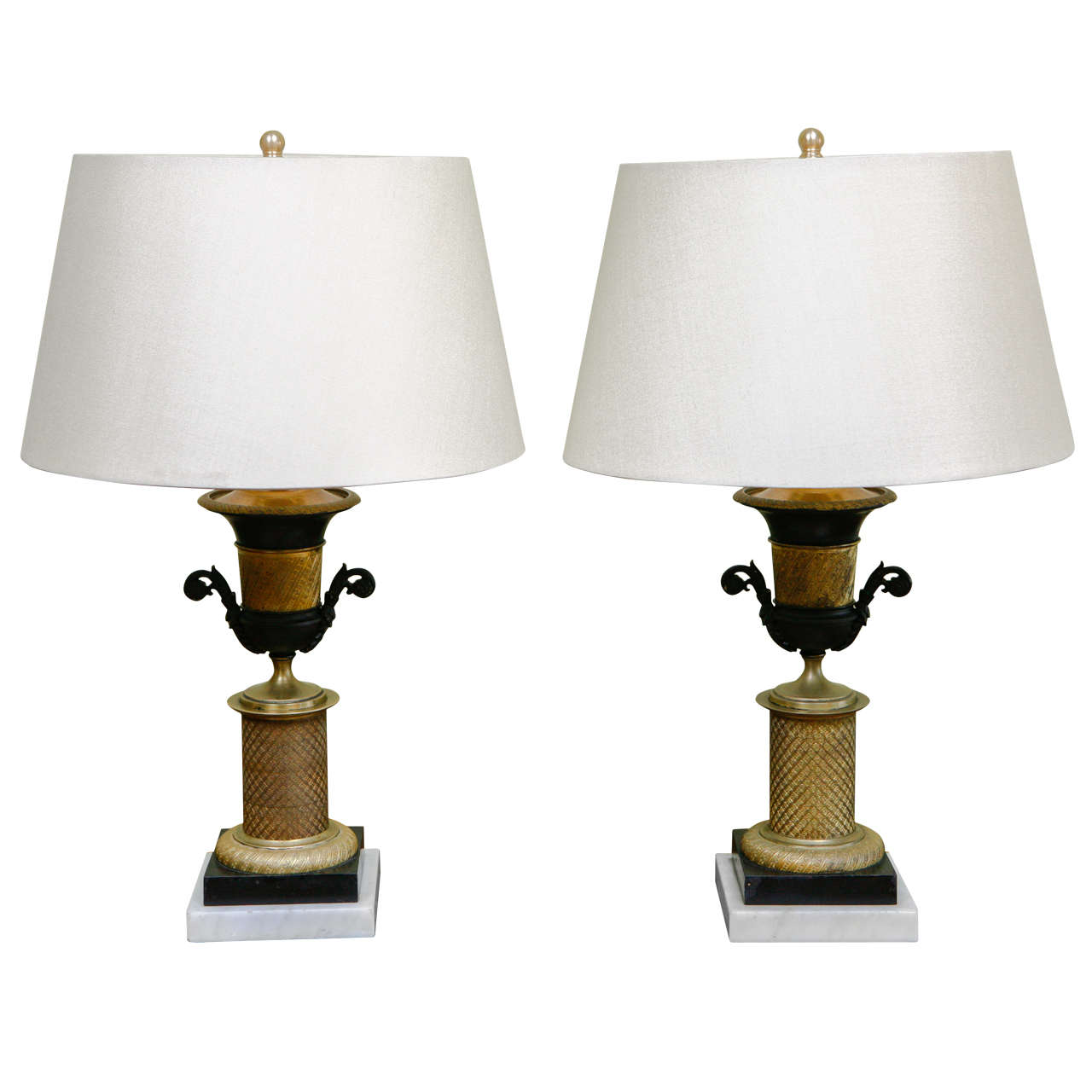 A Pair of Second Empire Urns, c. 1860, Mounted as Lamps.