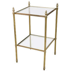 Antique 1920's Bagues-Style Brass Two-Tier Side Table