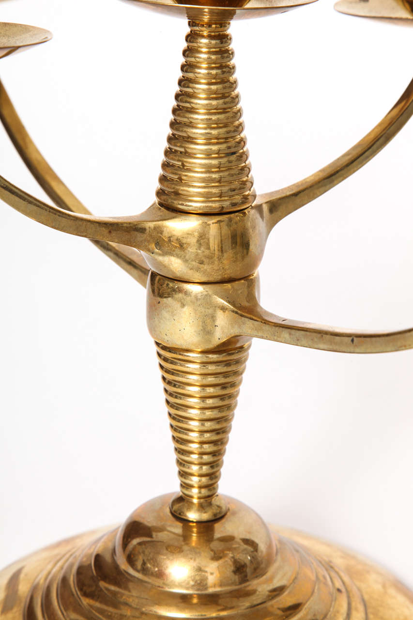 Bruno Paul 5 Arm Brass Candelabra For Sale 1