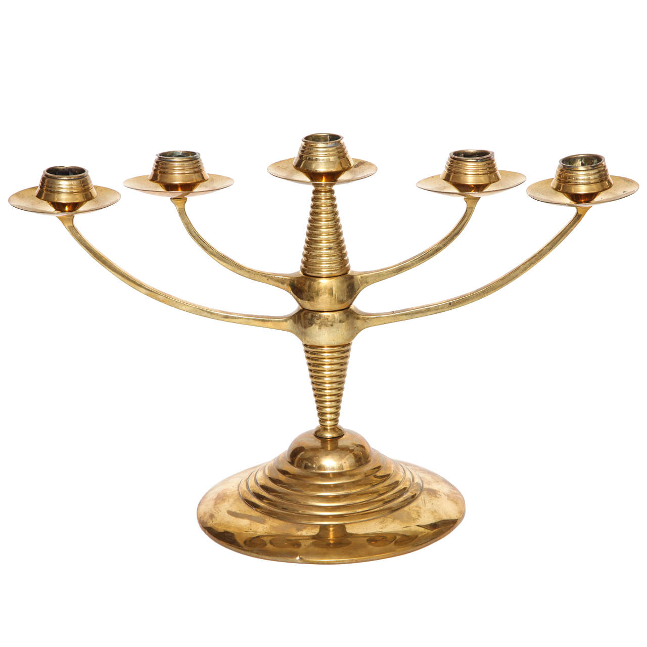 Bruno Paul 5 Arm Brass Candelabra For Sale