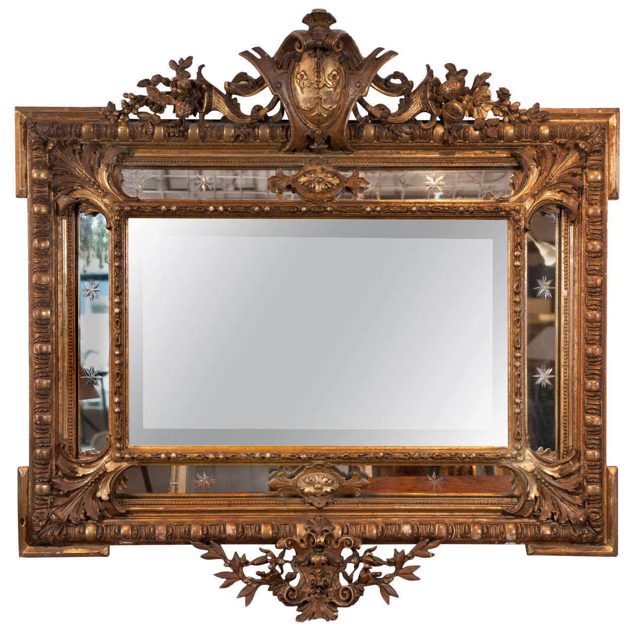 Spectacular 19th Century Gilt Cushion Mirror