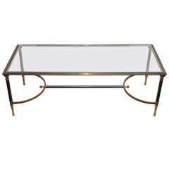 Steel and Gilt Bronze Coffee Table attrib. Maison Jansen