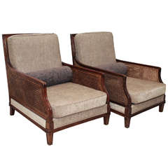 Two Exceptional Early 20th c. Hand-Caned Armchairs