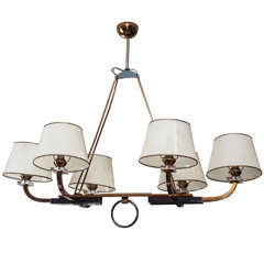 Vintage Six-Light Chandelier Attributed to Jacques Adnet