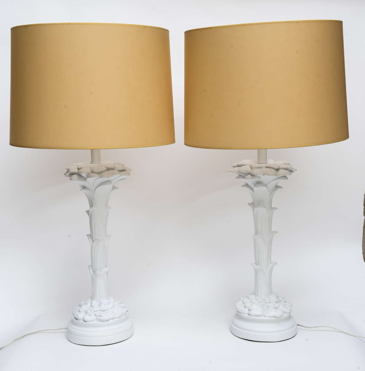 Pair of Serge Roche Plaster Palm Lamps