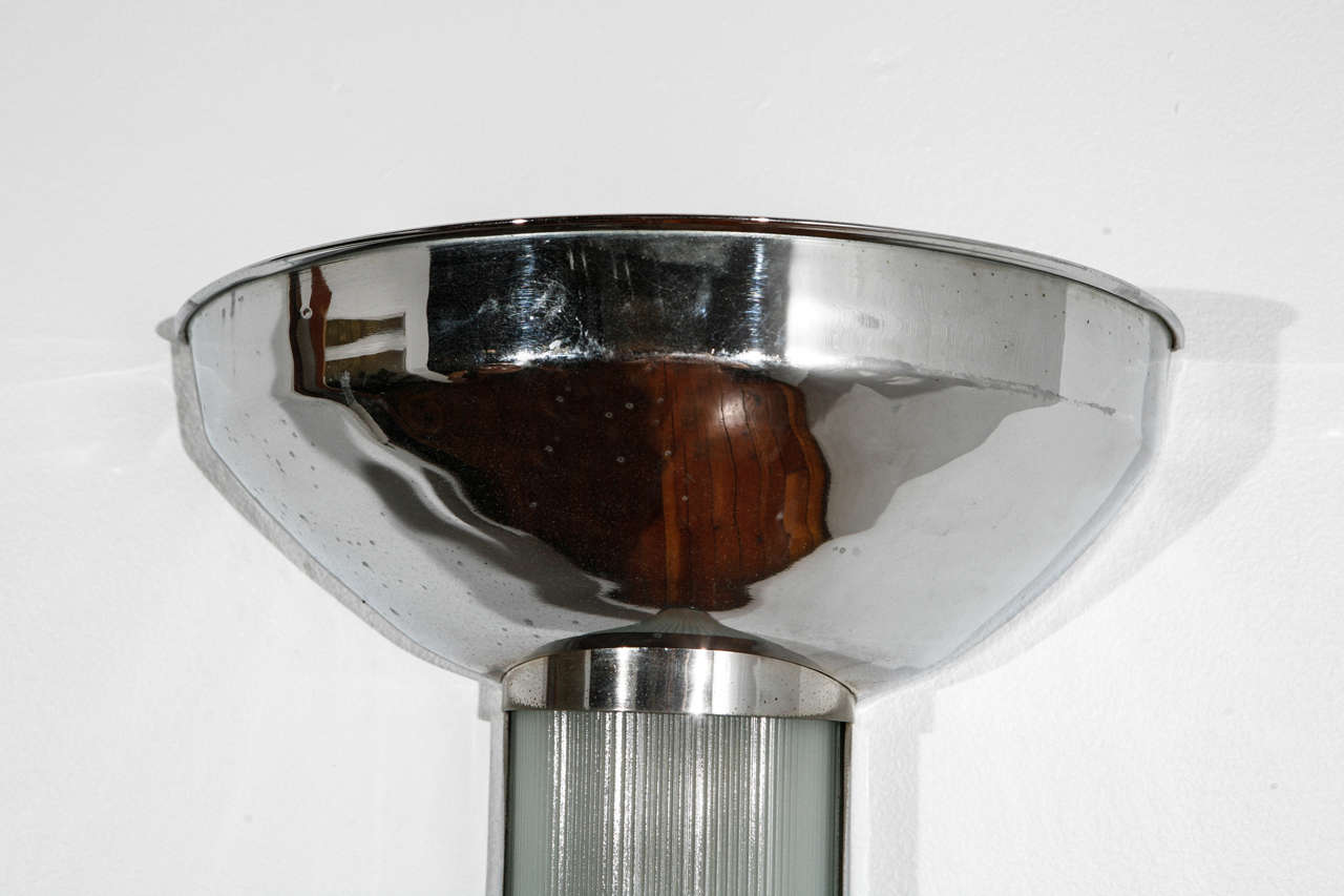 American Pair of Glass and Chrome Sconces