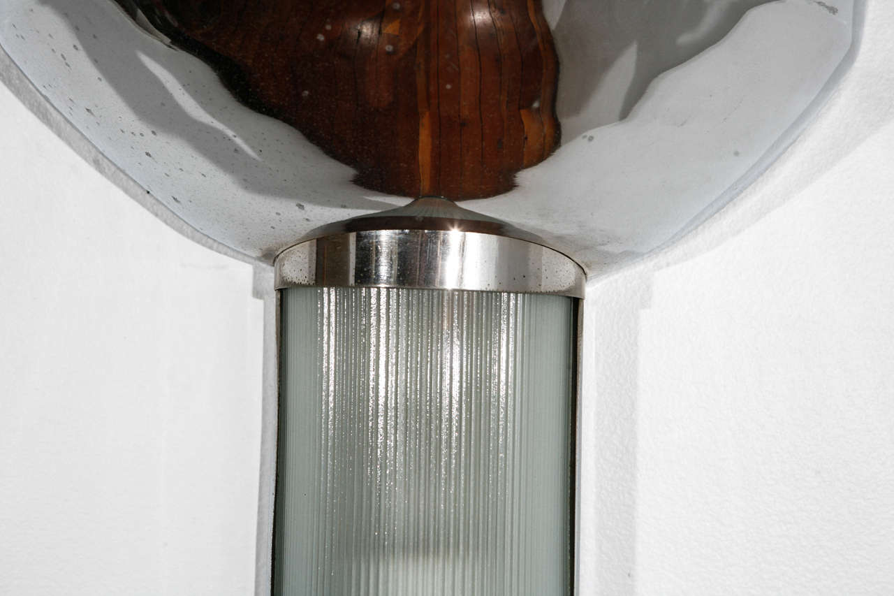 Mid-20th Century Pair of Glass and Chrome Sconces