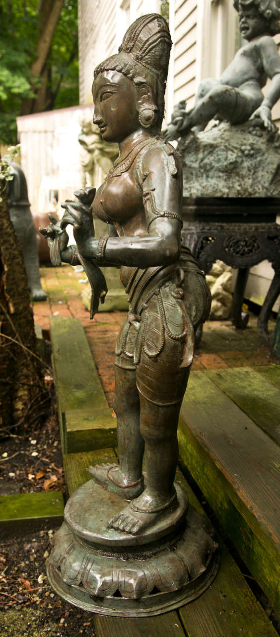 19th Century Standing Bronze Figure of the Goddess Parvarti For Sale