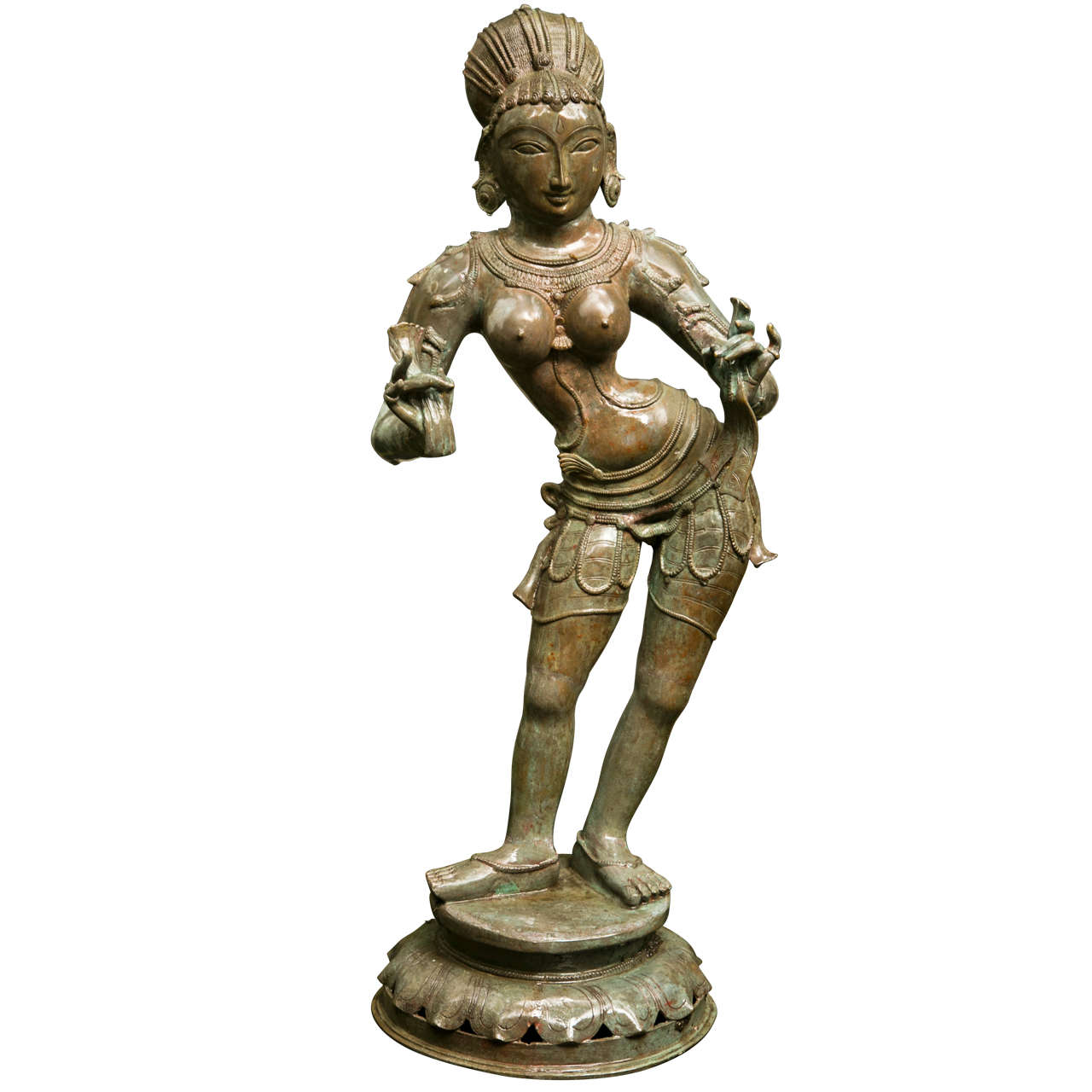 Standing Bronze Figure of the Goddess Parvarti For Sale
