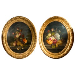 Pair of Oval Still Life Paintings